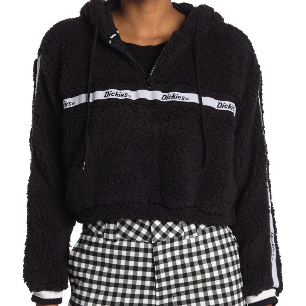 Dickies Faux Shearling Fleece Crop Hoodie